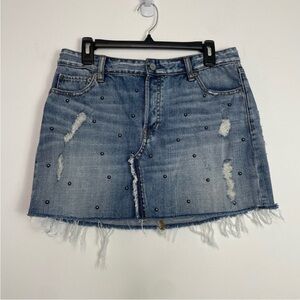 Rails Wynonna Medium Vintage All Over Studded Distressed Jean Mini Skirt. SZ 29